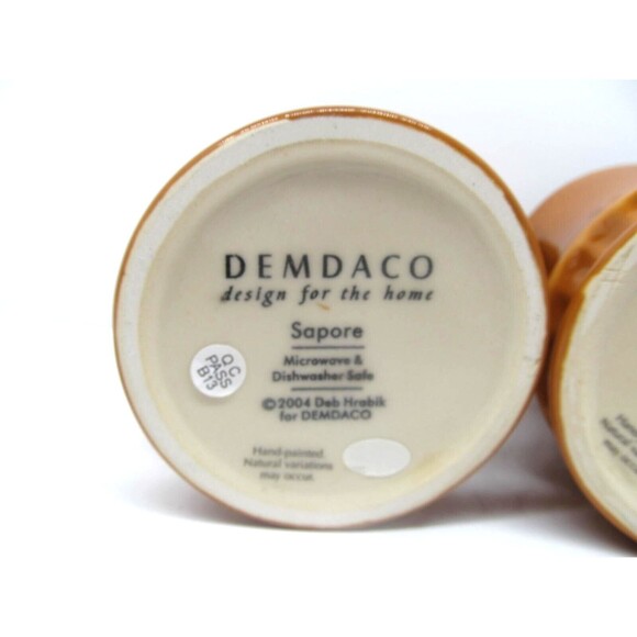 Demdaco Sapore  Deb Hrabik Set Of 2 Hand Painted orange Mugs 2004 - Picture 5 of 5